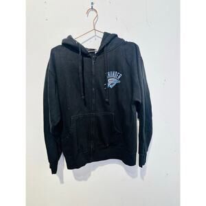 ITEM OF THE GAME Black OKC Thunder Logo Zip Up Drawstring Hoodie size Medium